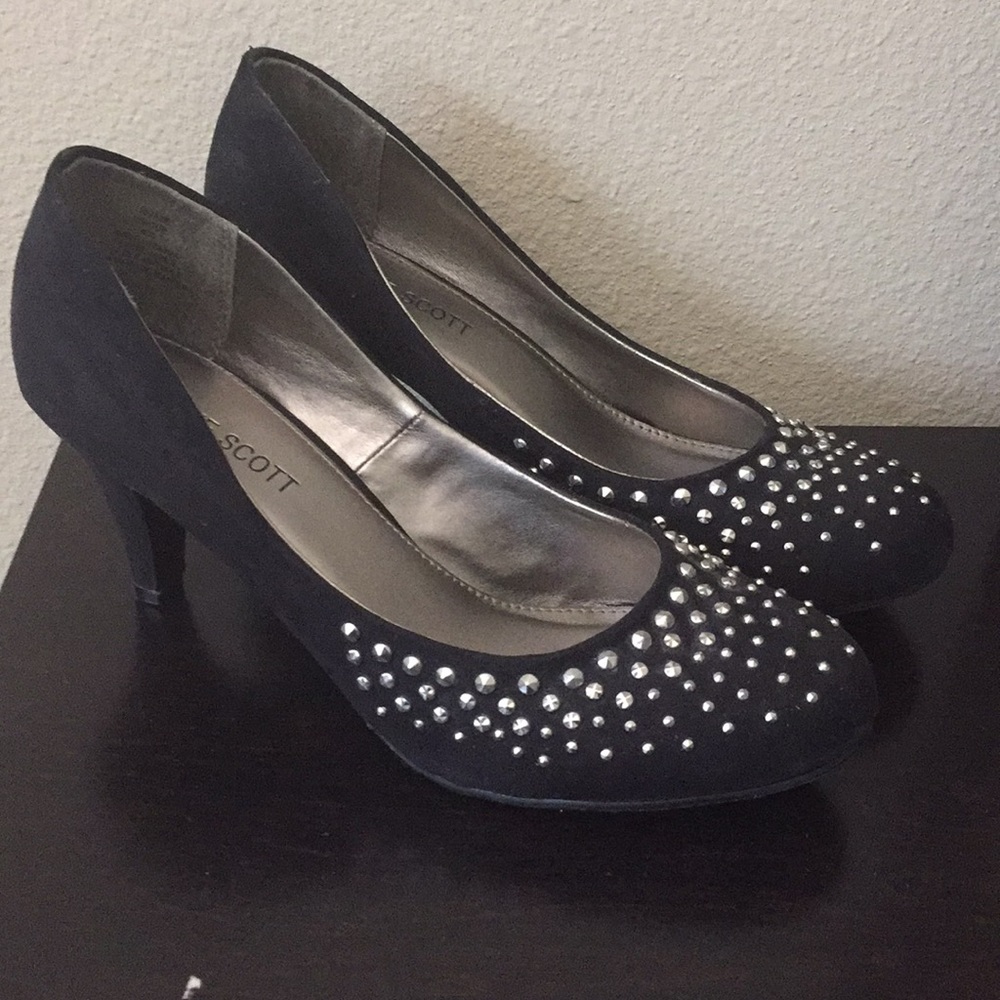 Blake Scott Black Suede Studded Heels